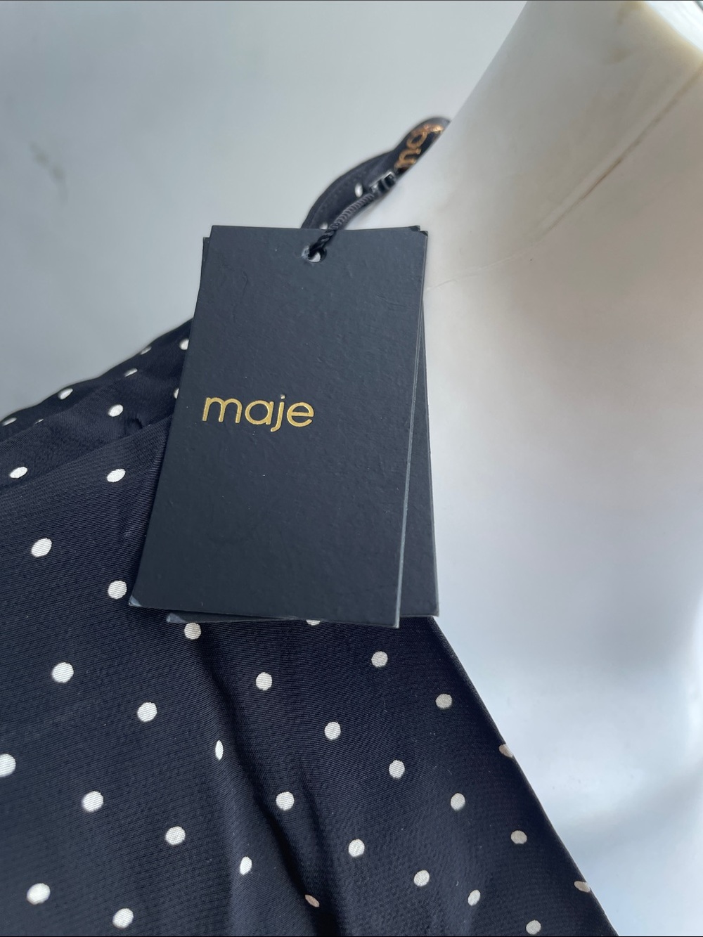 MAJE Black Polka Dot Midi Dress Size 34 - Picture 10 of 13